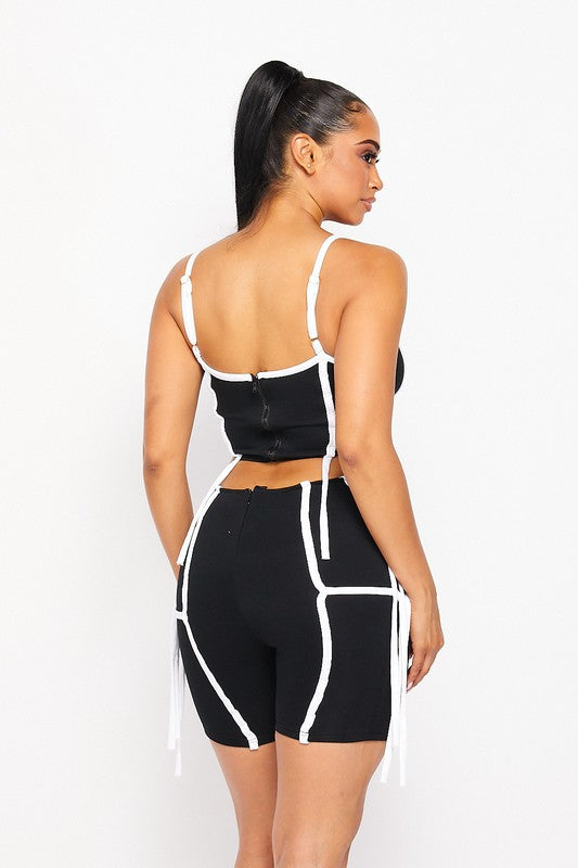 Tie me down biker short set