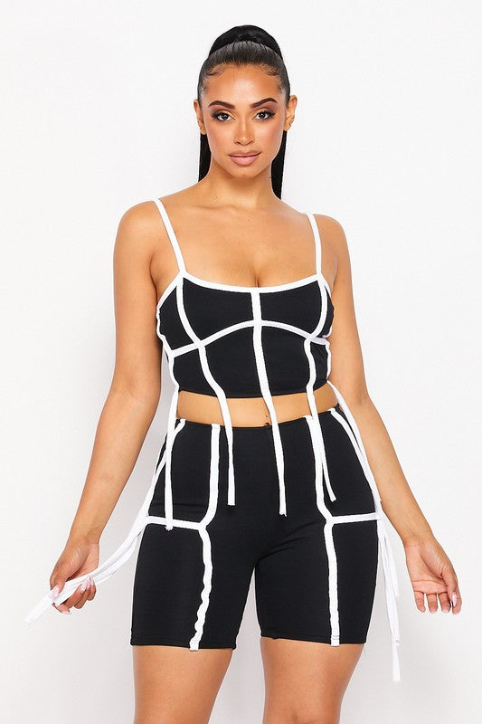 Tie me down biker short set