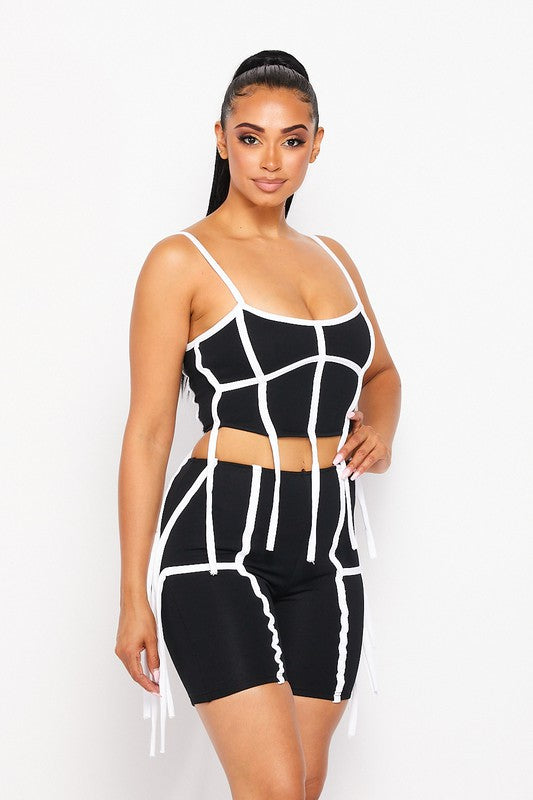 Tie me down biker short set