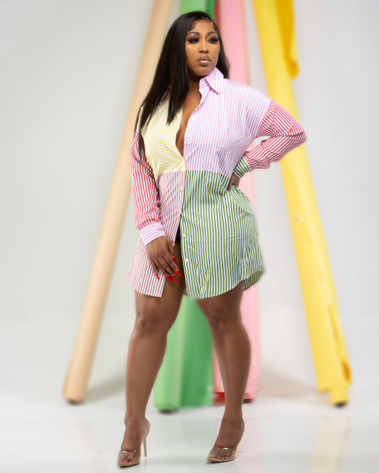 True Colors Long Sleeve Stripe Dress