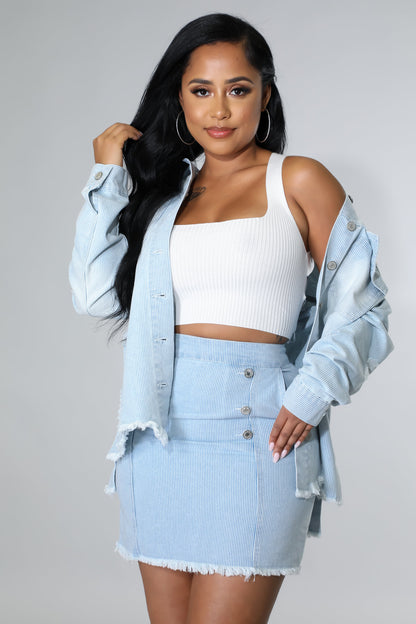 Light Denim Skirt Set