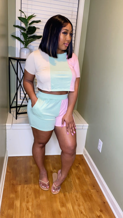 Multi Color Short Set